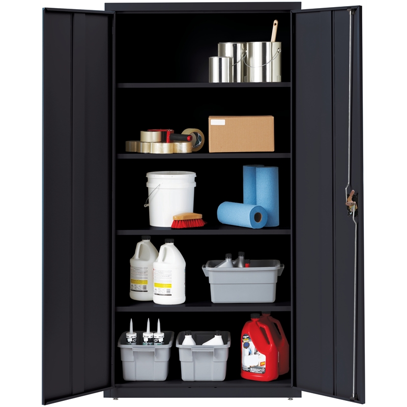 Pemberly Row Metal Storage Cabinet with 4 Shelves 18Dx36Wx72H in Black