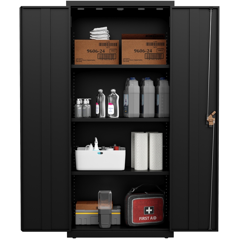 Pemberly Row Welded Metal Storage Cabinet 4 Shelves 15