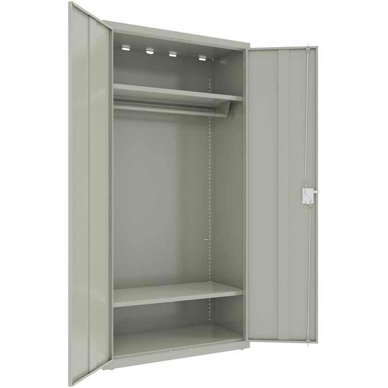 Pemberly Row Metal Wardrobe Cabinet 18in D x 36in W x 72in H in Light Gray