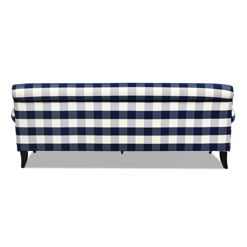 Pemberly Row Contemporary 3-Cushion Tight Back Sofa in Blue Lattice