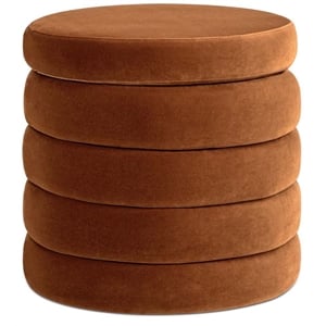 Pemberly Row 19&quot Performance Velvet Oversized Storage Ottoman in Burnt Orange