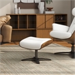 Pemberly Row Contemporary Genuine Leather Footstool Ottoman in White
