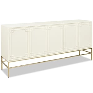 Pemberly Row Contemporary 79&quot Sideboard Storage Buffet in White Lacquer