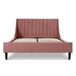 Pemberly Row Contemporary Queen Upholstered Platform Bed in Ash Rose