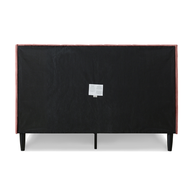 Pemberly Row Contemporary Queen Upholstered Platform Bed in Ash Rose