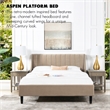 Pemberly Row Contemporary Queen Upholstered Platform Bed in Mink Beige