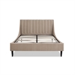 Pemberly Row Contemporary Queen Upholstered Platform Bed in Mink Beige