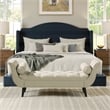 Pemberly Row Contemporary Tufted Flared Arm Entryway Bench in Taupe