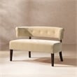 Pemberly Row Roll Arm Tufted Bench Settee in Fawn Brown Velvet