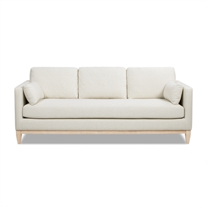 Pemberly Row 84&quot Farmhouse Sofa with Feather-Wrapped Foam in Flax White Linen