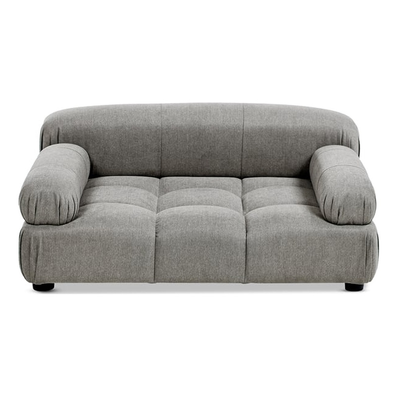 Pemberly Row Upholstered Small to Medium Pet Bed in Uptown Gray Velvet