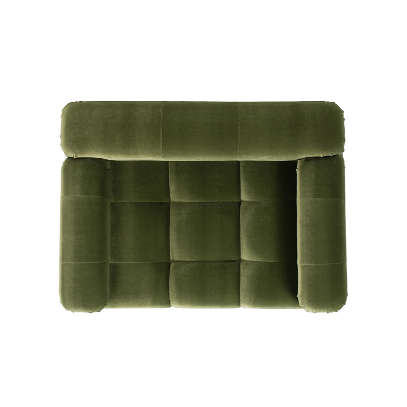 Pemberly Row Upholstered Small to Medium Pet Bed in Olive Green Velvet