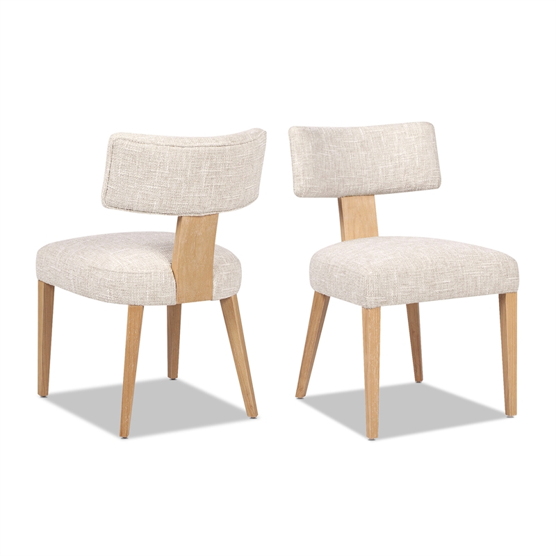 Pemberly Row Split Back Beige Chenille Dining Side Chair Set of 2