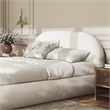 Pemberly Row Grounded Upholstered Platform Bed in Almond White