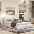 Pemberly Row Grounded Upholstered Platform Bed in Almond White
