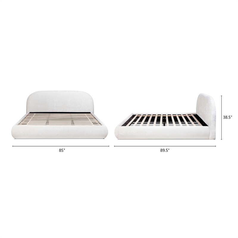 Pemberly Row King Grounded Upholstered Platform Bed in Almond White
