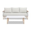 Pemberly Row 2-Piece Teak & Aluminum Outdoor Sofa & Table Patio Set in Sand Dune