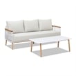 Pemberly Row 2-Piece Teak & Aluminum Outdoor Sofa & Table Patio Set in Sand Dune