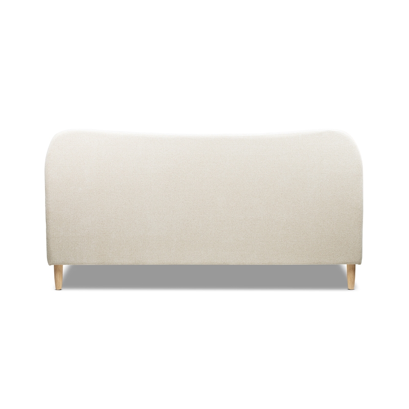 Pemberly Row King Curved Headboard Upholstered Platform Bed in Beige Chenille