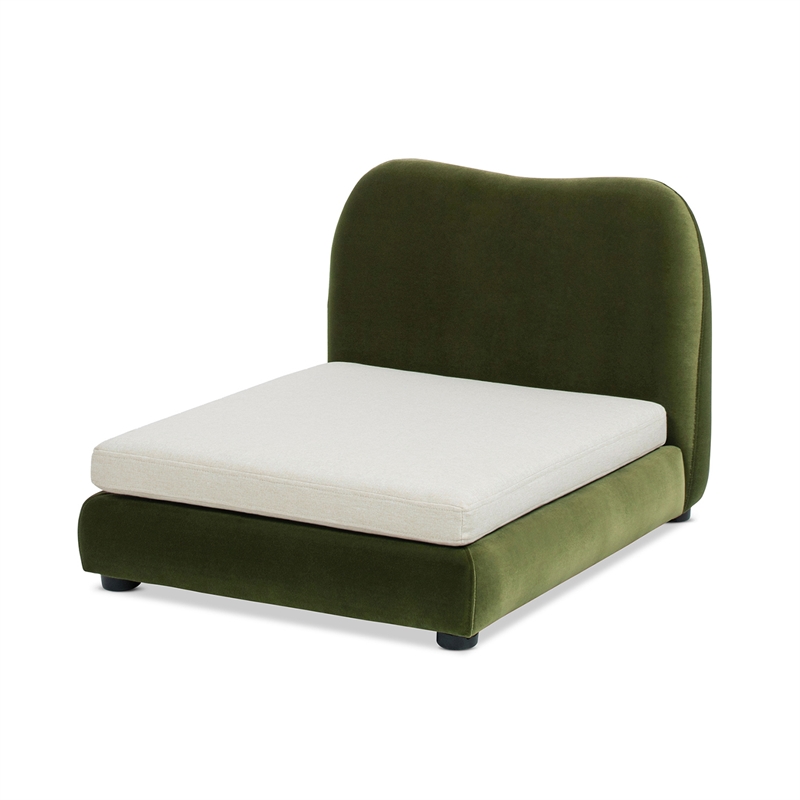 Pemberly Row Upholstered Small to Medium Pet Bed in Olive Green Velvet