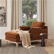 Pemberly Row Farmhouse Chaise Lounge Chair in Burnt Orange Performance Velvet
