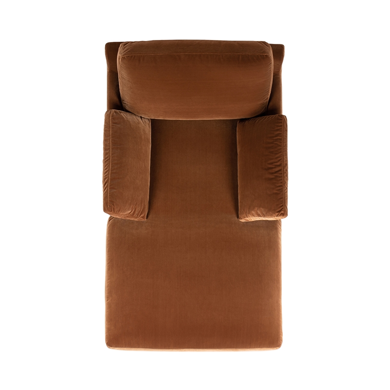 Pemberly Row Farmhouse Chaise Lounge Chair in Burnt Orange Performance Velvet
