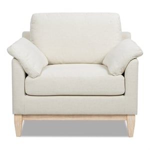 Pemberly Row 36&quot Farmhouse Accent Arm Chair in Flax White Linen