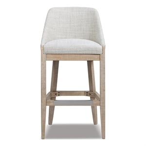Pemberly Row 30.5&quot Coastal Curved Back Upholstered Barstool in Neutral Gray