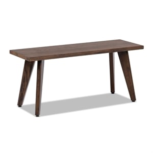 Pemberly Row Contemporary 41.5&quot Solid Red Oak Wood Bench in Dark Brown
