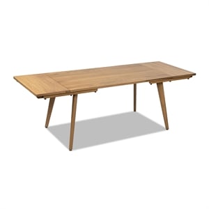 Pemberly Row 59-90.5&quot Solid Oak 6-8 Seat Extendable Dining Table in Brown