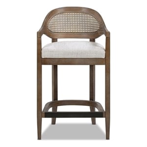 Pemberly Row 26&quot Mid-Century Cane Back Counter Stool in Neutral Gray