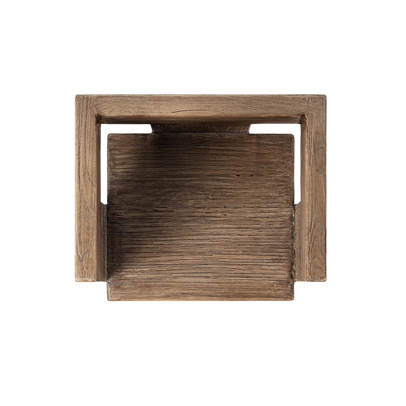 Pemberly Row Reclaimed Elm Sculptural Block Accent Chair in Light Natural Brown