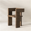 Pemberly Row Reclaimed Elm Sculptural Block Accent Chair in Light Natural Brown