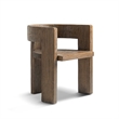 Pemberly Row Reclaimed Elm Sculptural Curved Dining Chair in Medium-Dark Brown