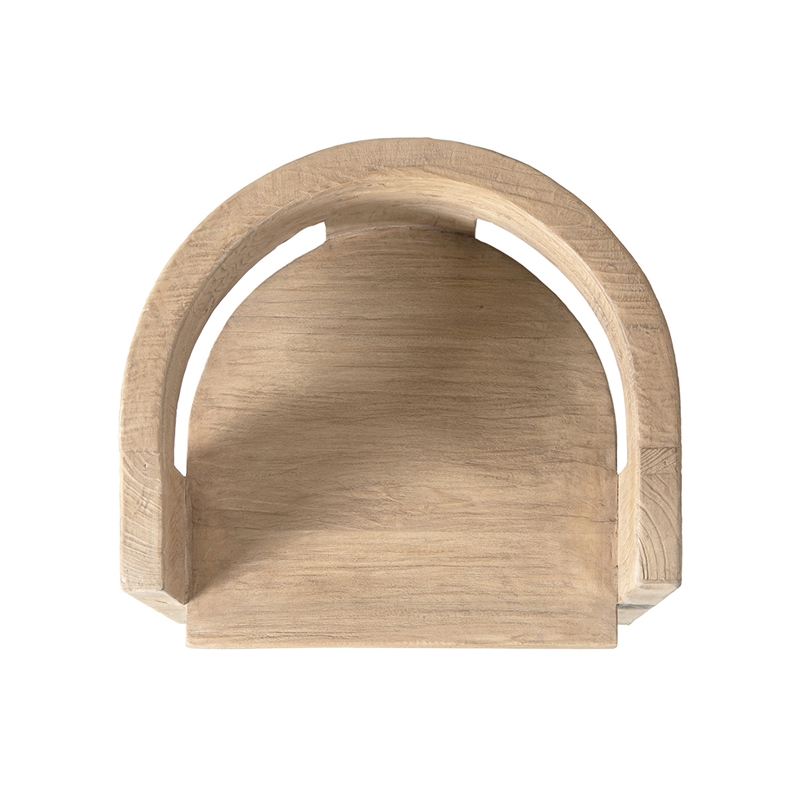 Pemberly Row Reclaimed Elm Sculptural Curved Dining Chair in Light Natural Brown