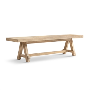 Pemberly Row 72&quot Reclaimed Elm Trestle Dining Bench in Light Natural Brown