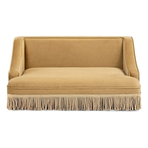 Pemberly Row 33&quot Medium Princess Pet Bed Sofa with Fringe Skirt in Gold Yellow