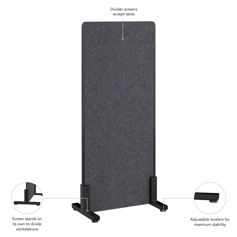 Pemberly Row 24W x 55H Freestanding Privacy Screen in Charcoal
