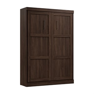 Pemberly Row 59W Full Murphy Bed in Black Walnut Engineered Wood
