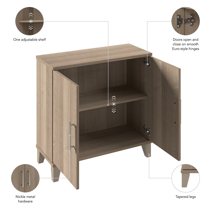Pemberly Row Contemporary Small Storage Cabinet with Doors in Ash Gray