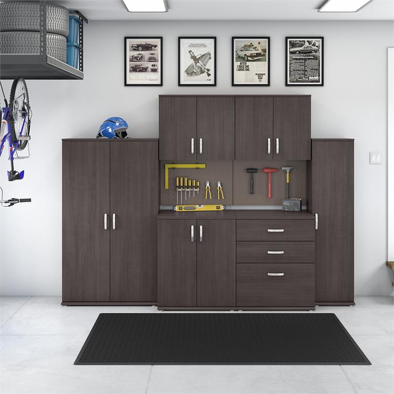 Pemberly Row 6 Piece Modular Garage Storage Set With Cabinets in Storm Gray
