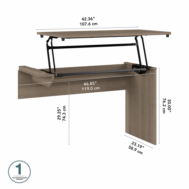 Pemberly Row 47W x 23D x 30H 3 Position Sit to Stand Desk Return in Ash Gray