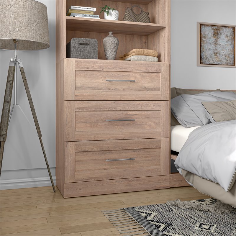 Pemberly Row 3 Drawer Set for 25W Closet Organizer in Rustic Brown