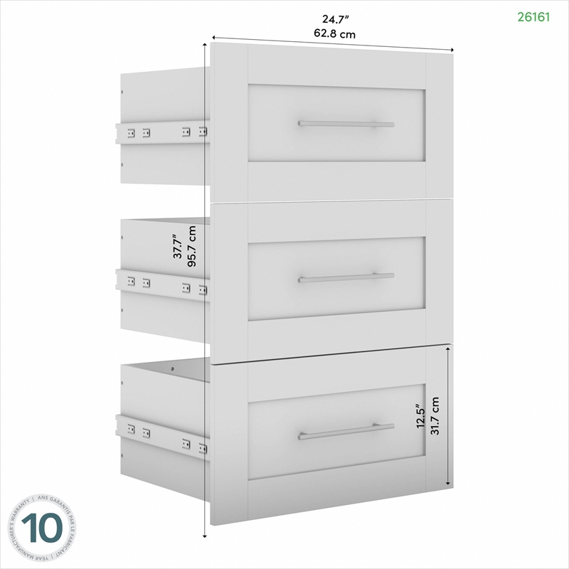 Pemberly Row 3 Drawer Set for 36W Closet Organizer in Rustic Brown