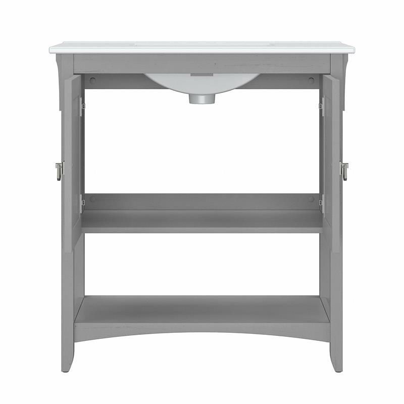Pemberly Row 32W Wall Mounted Bathroom Vanity Cabinet in Cape Cod Gray