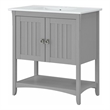 Pemberly Row 32W Wall Mounted Bathroom Vanity Cabinet in Cape Cod Gray