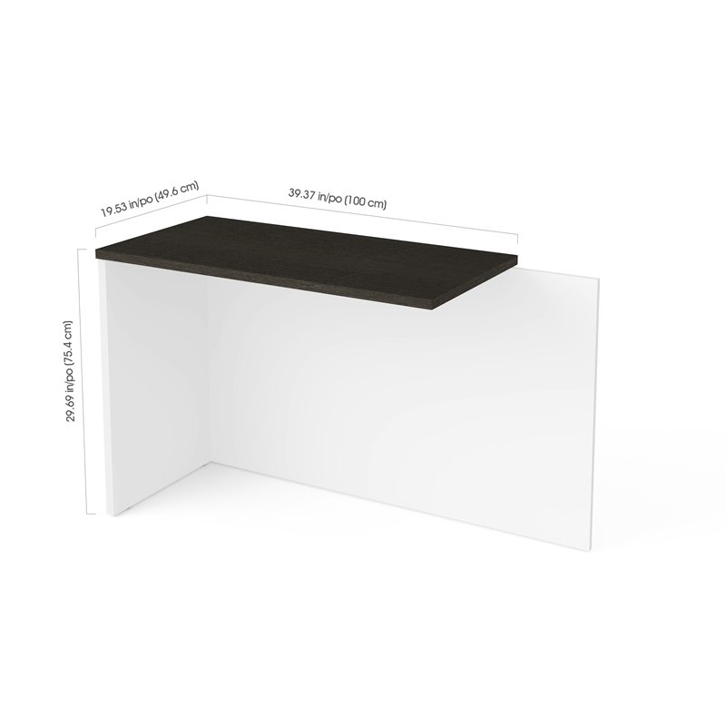Pemberly Row 40 Inch Return Table With Wire Management in White and Deep Gray