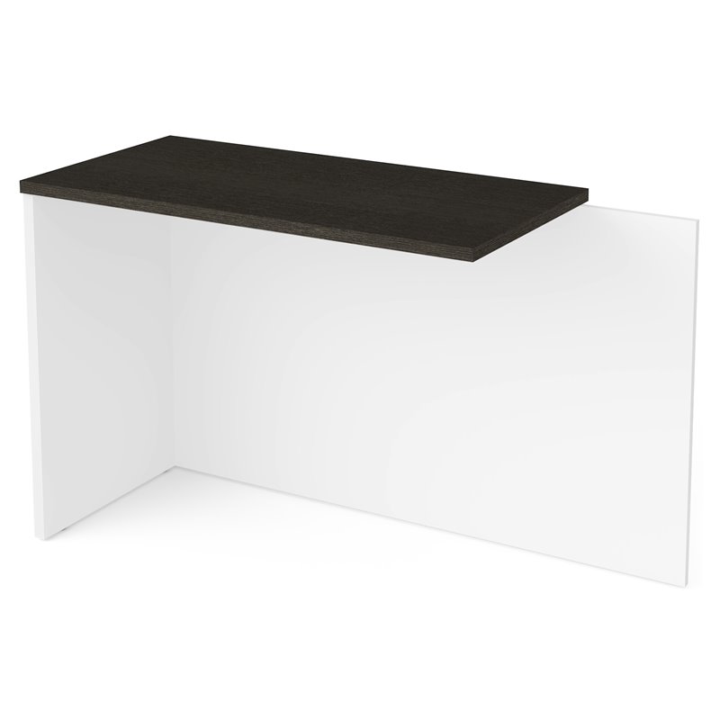 Pemberly Row 40 Inch Return Table With Wire Management in White and Deep Gray