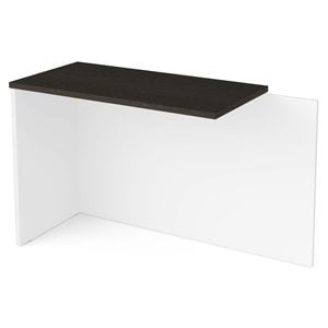 Pemberly Row 40 Inch Return Table With Wire Management in White and Deep Gray
