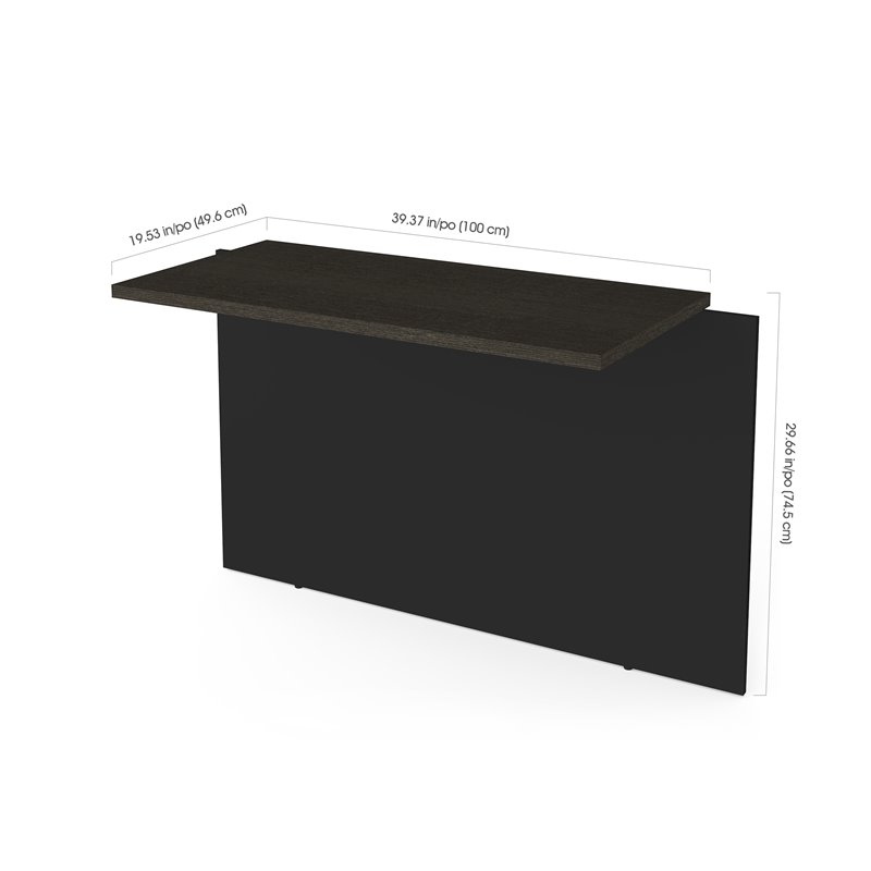 Pemberly Row 40 Inch Desk Bridge With Wire Management in Deep Gray and Black